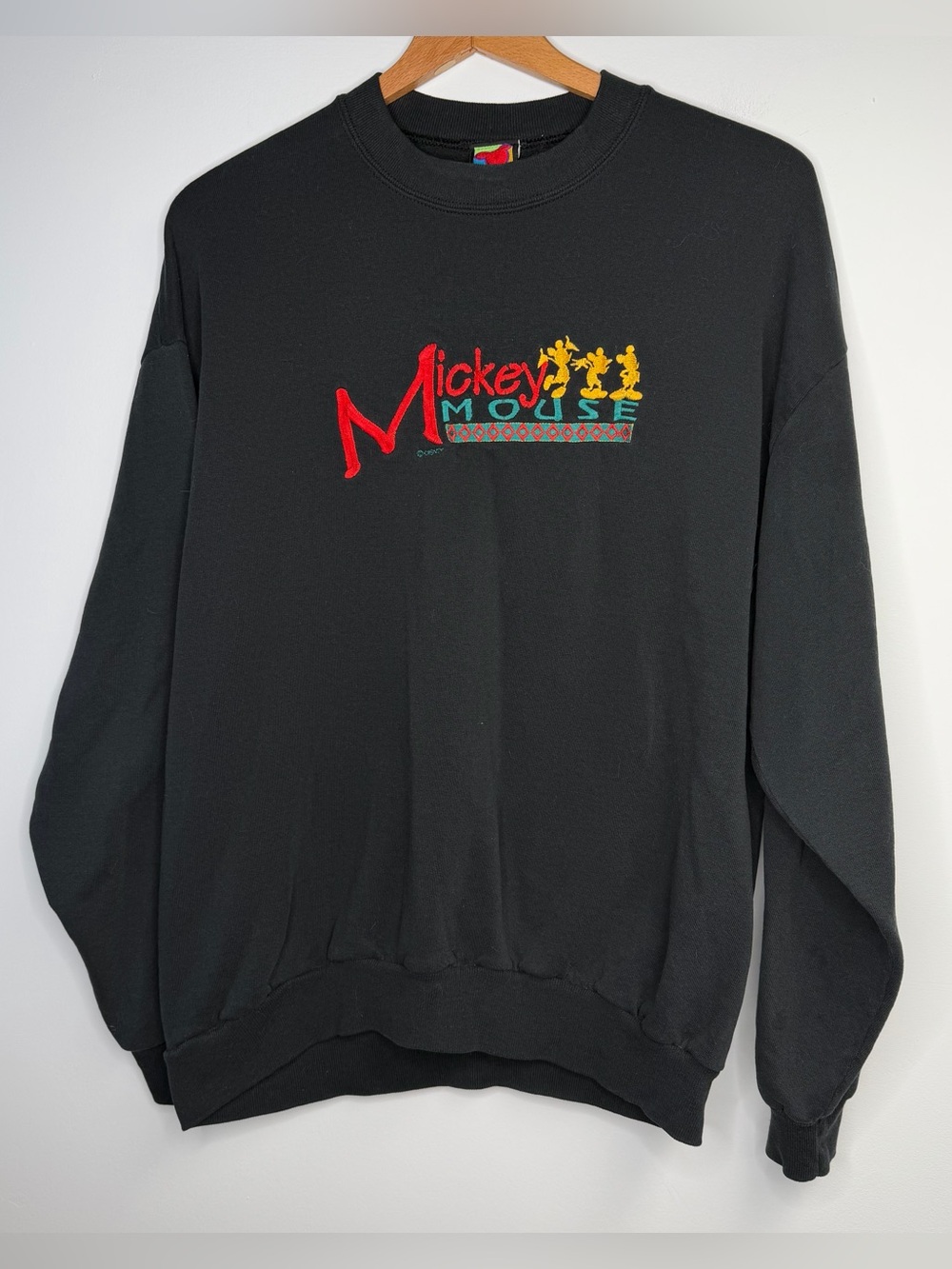 Vintage 90s Mickey Mouse Sweater Size XL Disney Embroidered Velva Sheen Rare‎